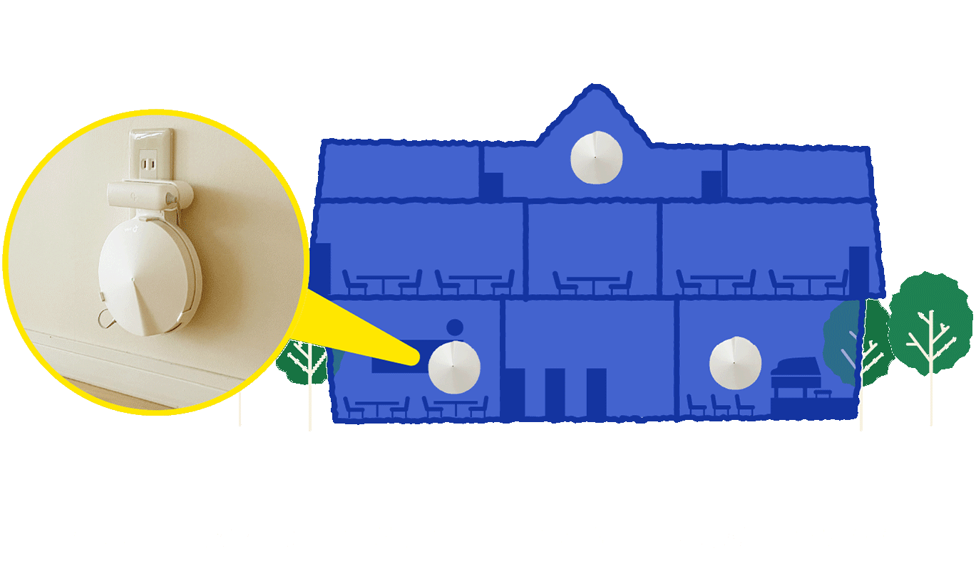 部屋のコンセントに挿すだけで設置ができるWiFiの中継機です。